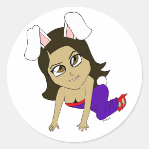 Chibi Bunnygirl Runder Aufkleber