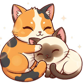 Chibi Cat Nap – Calico & Siamese Sleeping Together Tasche