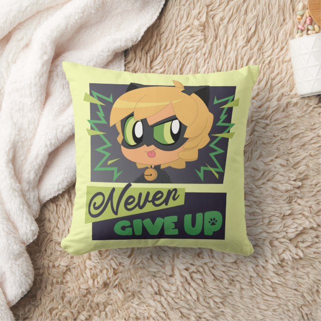Chibi Cat Noir geben nie auf Kissen (Decke)