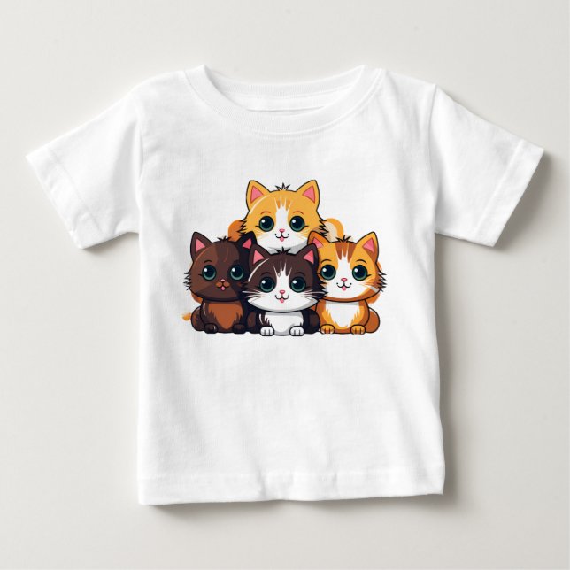 Chibi Cat Squad Sticker – Adorable Furry Friends C Baby T-shirt (Vorderseite)