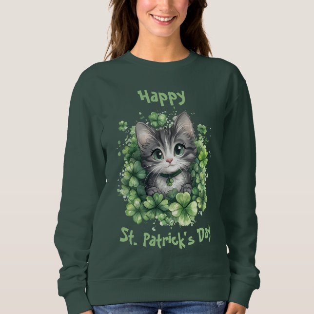 Chibi Cat St. Patrick’s Day Sweatshirt (Devant)