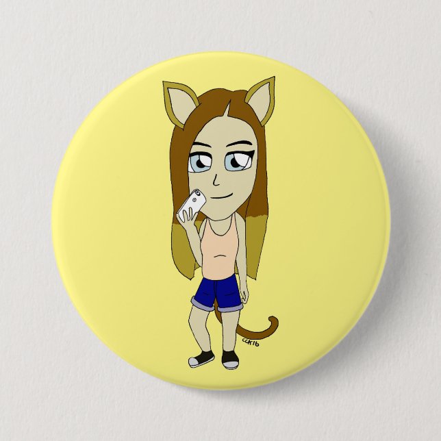 Chibi Catgirl Button (Vorderseite)