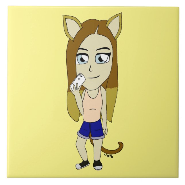 Chibi Catgirl Fliese (Vorderseite)