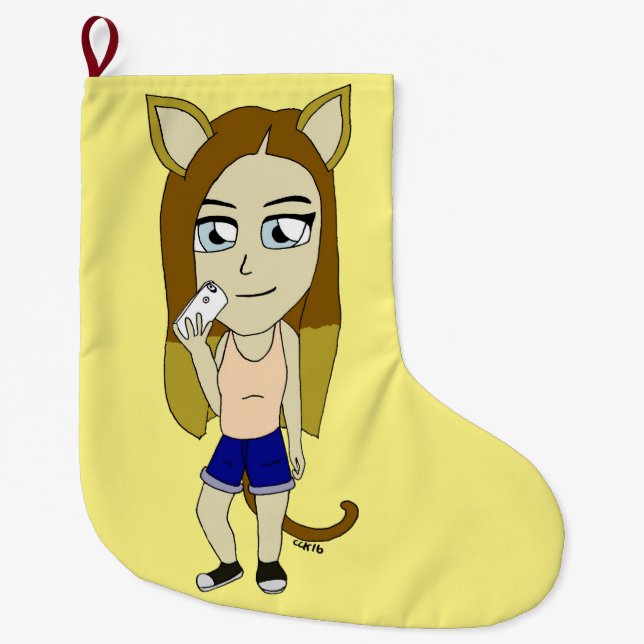 Chibi Catgirl Großer Weihnachtsstrumpf (Vorderseite)