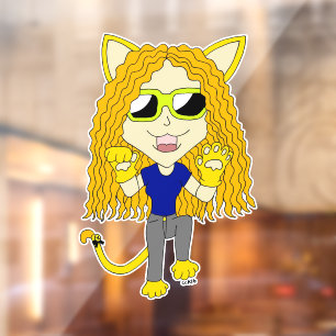 Chibi Catgirl mit Pfoten Fensteraufkleber