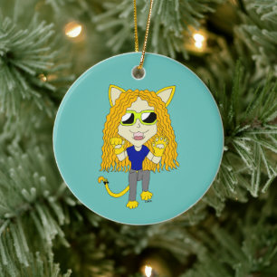 Chibi Catgirl mit Pfoten Keramik Ornament