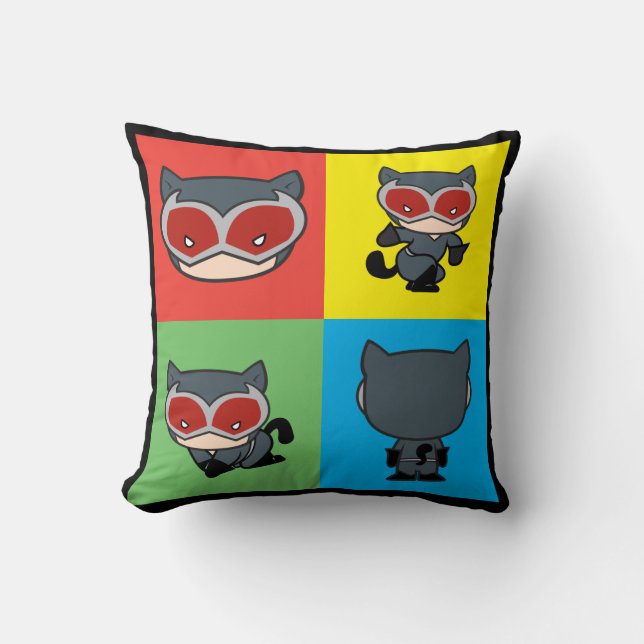 Chibi Catwoman Character Posen Kissen (Vorderseite)