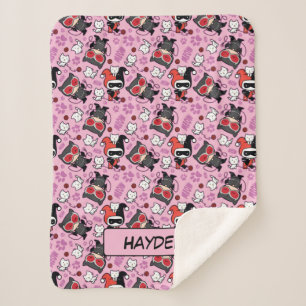 Chibi Catwoman, Harley Quinn & Kittens Pattern Sherpadecke