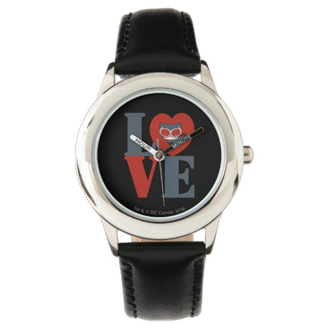 Chibi Catwoman LIEBE Armbanduhr (Vorderseite)