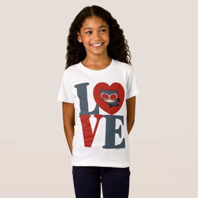 Chibi Catwoman LIEBE T-Shirt (Vorne ganz)