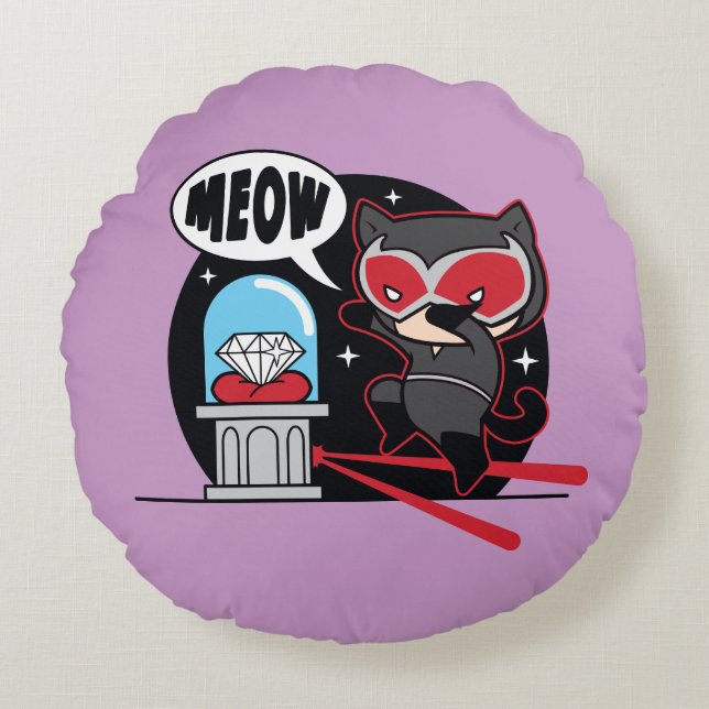 Chibi Catwoman stahl einen Diamond Rundes Kissen (Vorderseite)