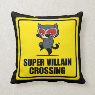 Chibi Catwoman Super-Schurke Überquerungsschild Kissen