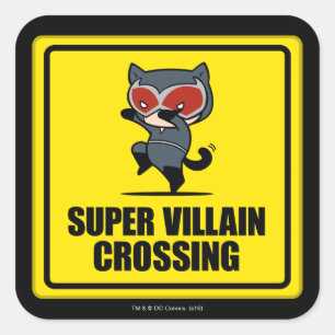 Chibi Catwoman Super-Schurke Überquerungsschild Quadratischer Aufkleber