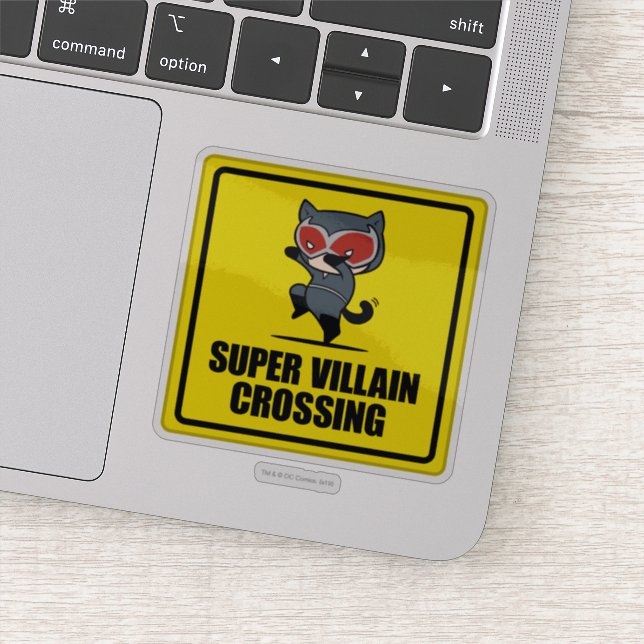 Chibi Catwoman Super Villain Crossing Sign Aufkleber (Detail)