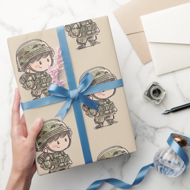 Chibi Commando Militär-Geschenkpapier Geschenkpapier (Schenken)