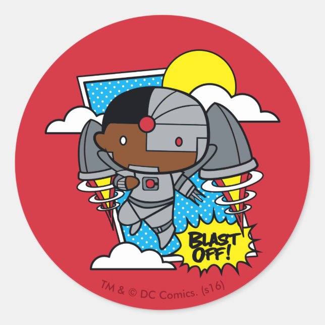 Chibi Cyborg Blast Off! Runder Aufkleber (Vorderseite)