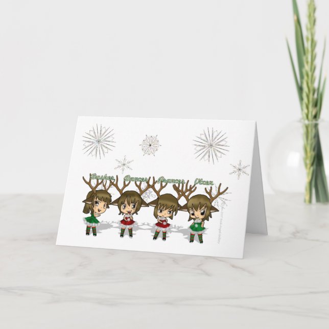 Chibi Deer Card Feiertagskarte (Vorderseite)