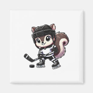 Chibi-Eichhörnchen spielt lustiges Eishockey Magnet
