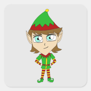 Chibi-Elf-Aufkleber Quadratischer Aufkleber