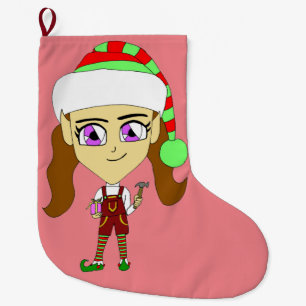 Chibi elf großer weihnachtsstrumpf