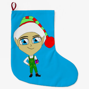 Chibi elf großer weihnachtsstrumpf