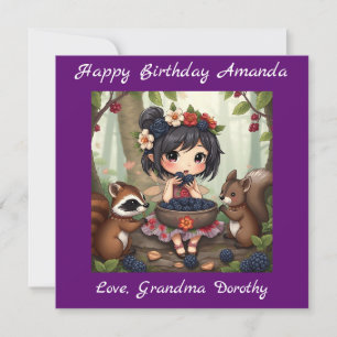 Chibi Fairy Birthday   Farbseite Karte