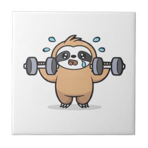 Chibi Faultier Gym Fail � Cute Kawaii Lustige Work Fliese