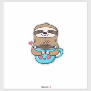 Chibi Faultier Kaffeeliebhaber � Cute Kawaii Fault Aufkleber