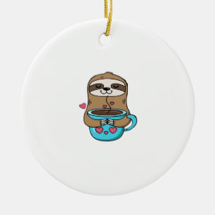 Chibi Faultier Kaffeeliebhaber � Cute Kawaii Fault Keramik Ornament