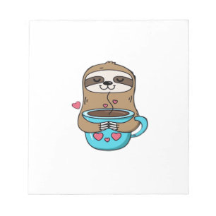 Chibi Faultier Kaffeeliebhaber � Cute Kawaii Fault Notizblock