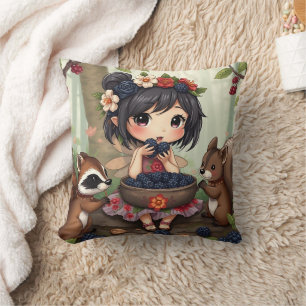 Chibi-Fee und Waldtiere Kissen