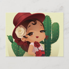 Chibi flamenco in spanischer Sprache Postkarte