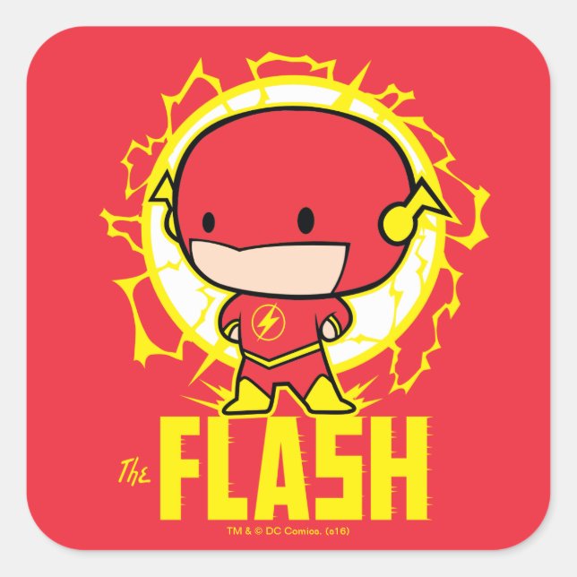 Chibi Flash mit Strom Quadratischer Aufkleber (Vorderseite)