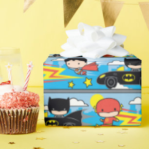 Chibi Flash, Superman und Batman Racing Pattern Geschenkpapier