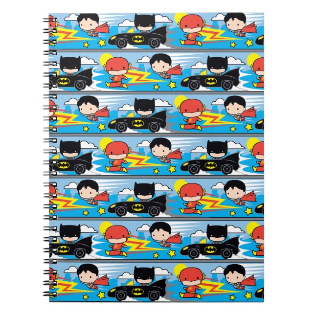 Chibi Flash, Superman und Batman Racing Pattern Notizblock (Vorderseite)