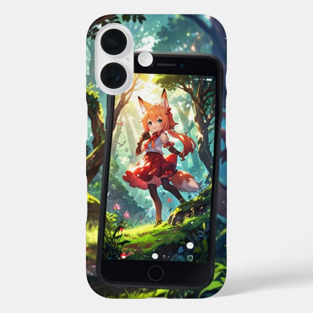 Chibi Fox Adventure iPhone 16 Hülle (Rückseite)