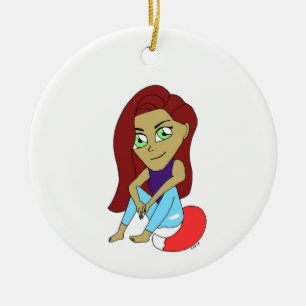 Chibi Foxy Girl Keramik Ornament
