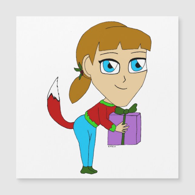 Chibi Foxy Girl Magnetkarte (Vorderseite)