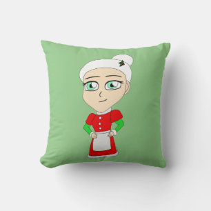 Chibi-Frau-Claus-Knopf Kissen