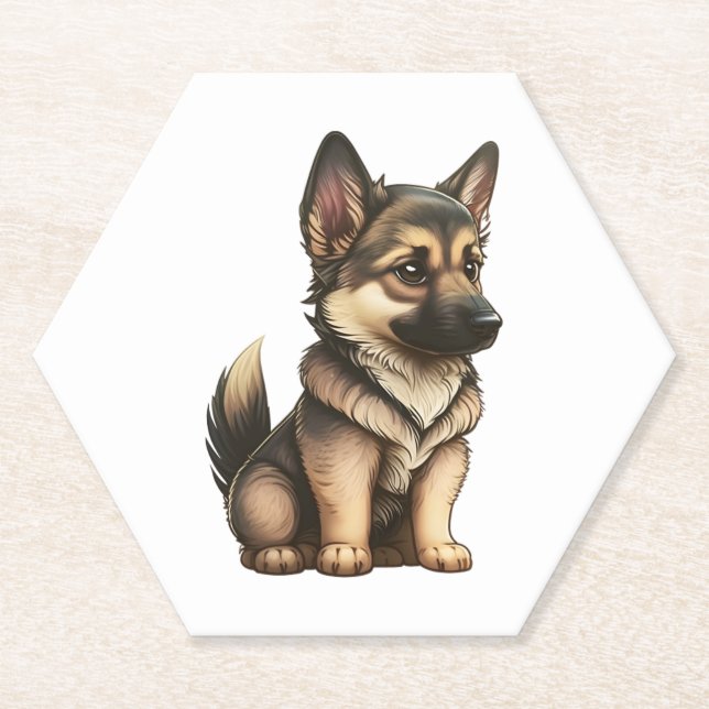Chibi German Shepherd Untersetzer (Vorderseite)