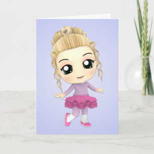 Chibi Girl Ballerina Carte d'anniversaire