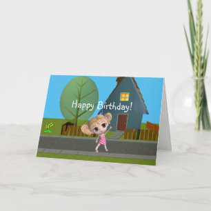 Chibi Girl Happy Birthday Karte
