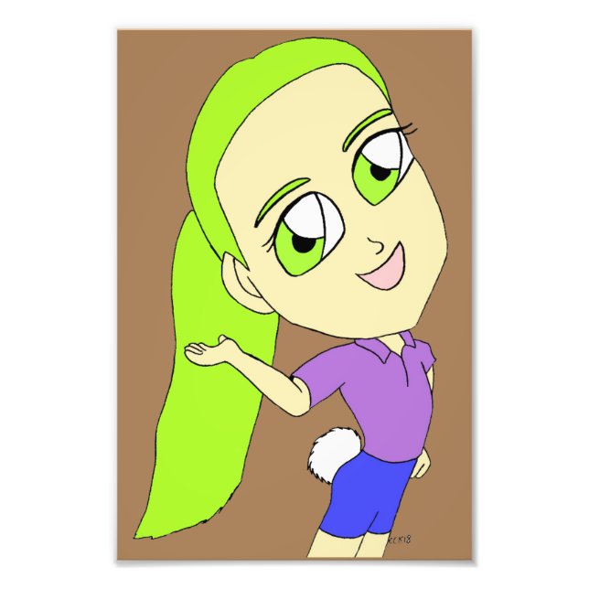 Chibi Girl mit einem hellen Schwanz-Foto Fotodruck (Vorne)