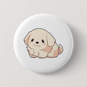 Chibi Golden Retriever Welppy Button