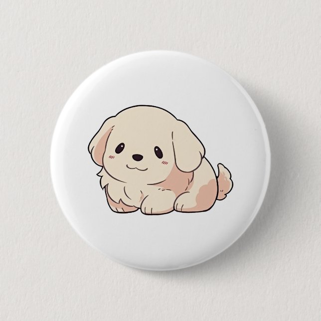 Chibi Golden Retriever Welppy Button (Vorderseite)