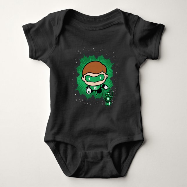 Chibi Green Lantern fliegen durch den Weltraum Baby Strampler (Vorderseite)
