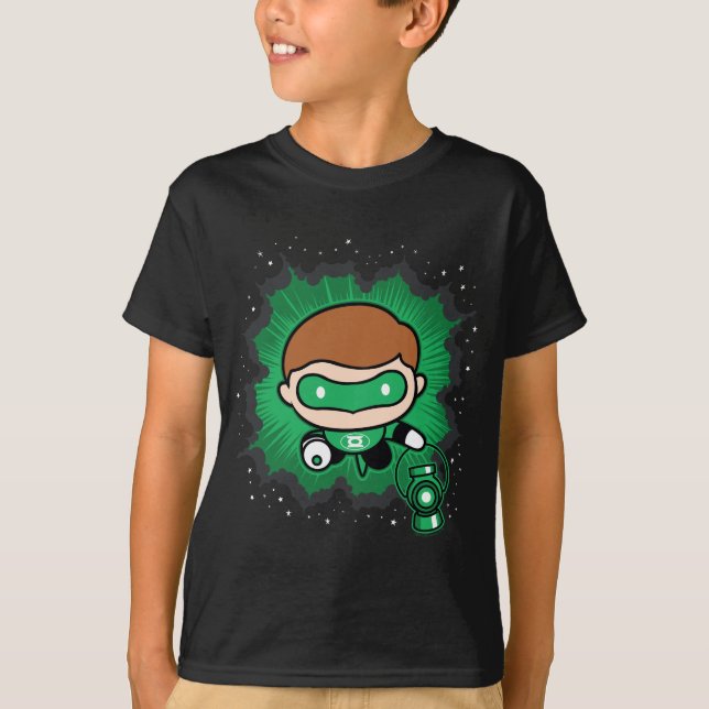 Chibi Green Lantern fliegen durch den Weltraum T-Shirt (Vorderseite)