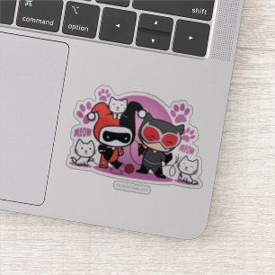Chibi Harley Quinn & Chibi Catfrau mit Katzen Aufkleber