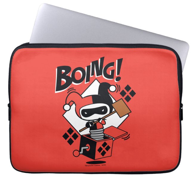 Chibi Harley-Quinn-in-A-Box mit Hammer Laptopschutzhülle (Vorderseite)