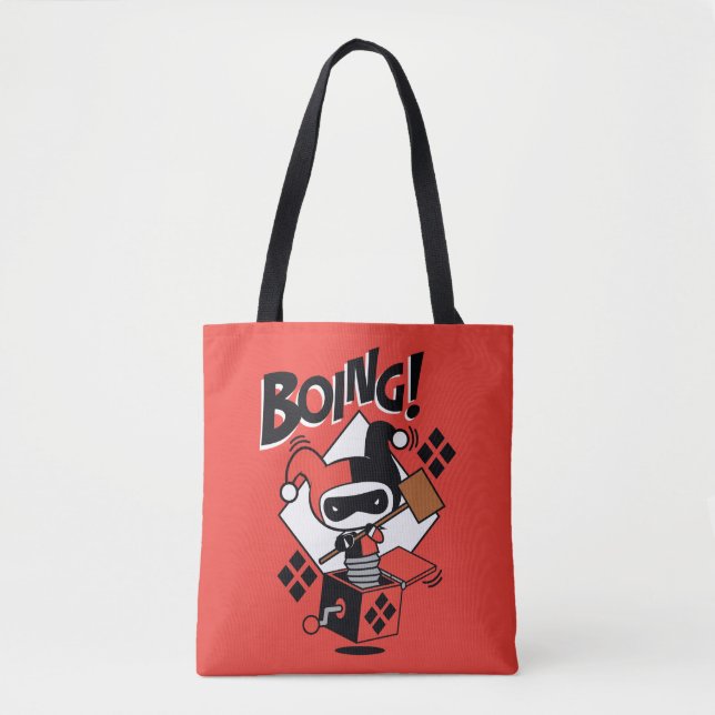 Chibi Harley-Quinn-in-A-Box mit Hammer Tasche (Vorderseite)